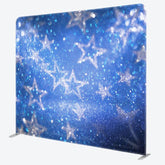 Aperturee - Aperturee Blue Silver Stars Glitter Party Pillow Case Backdrop